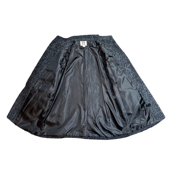 Anne Klein Tweed Wool Blend Mock Neck Coat Jacket Size L Grey Speckled - Picture 3 of 10